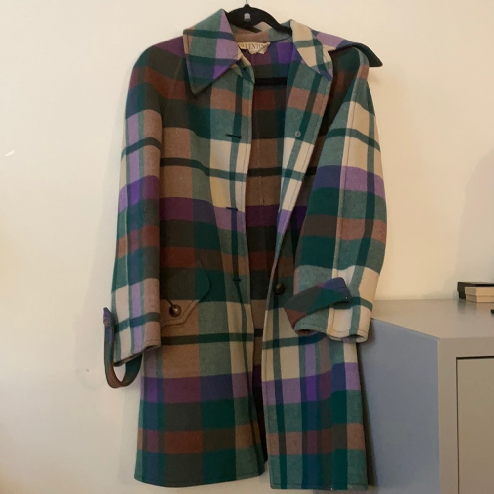 Vintage Valentino Plaid Wool Coat